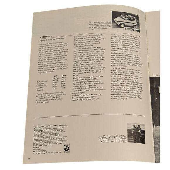Jaguar Journal Spring 1974 Automotive Magazine Club XJ6 British Leyland XJ12 VTG - Picture 6 of 7